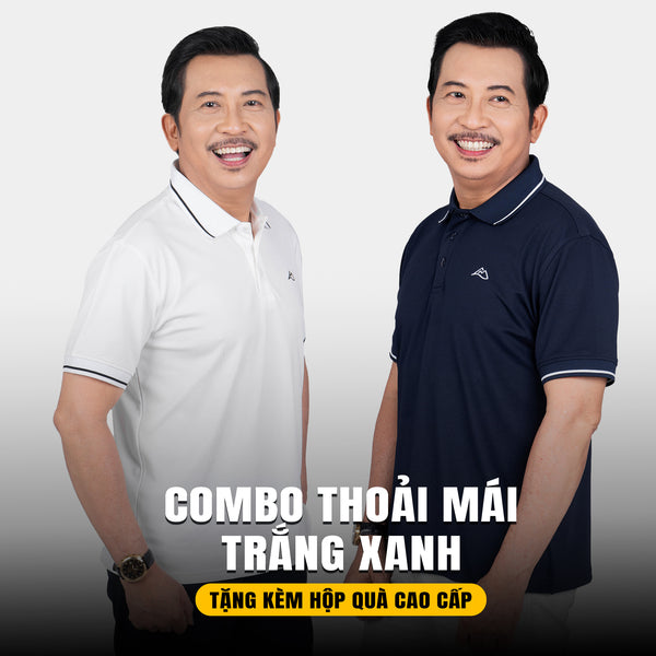 Combo 2 Áo Thoải Mái - Tặng Kèm Hộp Cao Cấp - Thoáng Mát Vượt Trội - Màu Trắng + Xanh