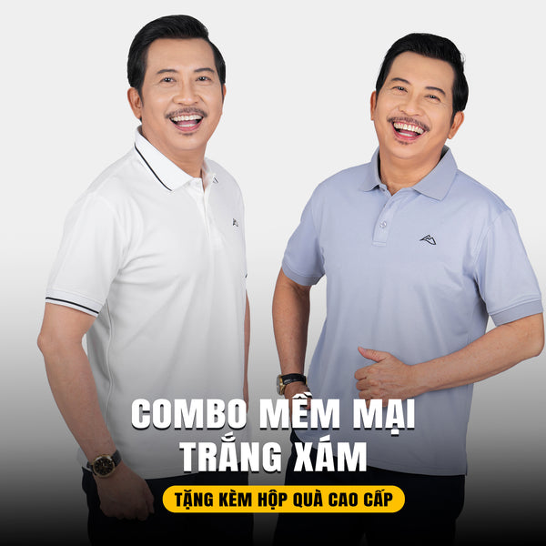 Combo 2 Áo Mềm Mại - Tặng Kèm Hộp Cao Cấp - Thoáng Mát Vượt Trội - Màu Trắng + Xám