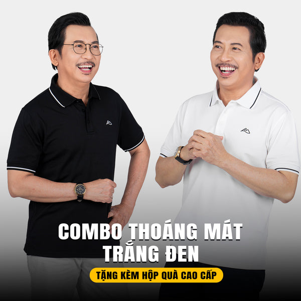 Combo 2 Áo Thoáng Mát - Tặng Kèm Hộp Cao Cấp - Thoáng Mát Vượt Trội - Màu Trắng + Đen